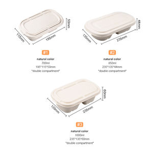 Caja de almuerzo de pulpa desechable Biodegradable ecológica, contenedor de comida de caña de azúcar para llevar - Product Image 4