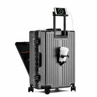 Nouvelle Valise de Voyage Multifonctionnelle de Luxe Antivol à Ouverture Frontale avec Compartiment Ordinateur, Double Port USB, en ABS+PC, Télescopique