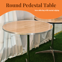 Mesa de Comedor con Pedestal de 30 Pulgadas - Plegable, con Marco de Hierro, Ecológica, Duradera, Portátil, Fácil de Limpiar, para Muebles de Hotel, Casa de Campo, Exterior