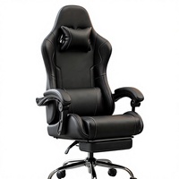 Chaise de jeu ergonomique en cuir au design moderne, hauteur réglable, cadre métallique, repose-pieds, massage lombaire, accoudoirs 2D-Linkage, 330 lbs