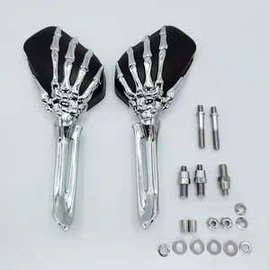 Chrome Aluminum Skull Skeleton mirrors Ghost claws motorcycle accessories for Harley Davidson M8 left right rearview mirrors