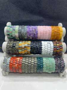 Bracelet en pierres naturelles de cristal, perles facettées, pierres précieuses, couleur chakra, forme ovale, NOBLESTONE GEMS, bijoux, cadeau, décoration - Product Image 1