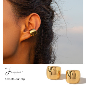 <b>Clip</b>-on Earrings U-shape Stainless Steel Gold Silver Women's Fashion Jewelry Gift Elegant Simple Design - Product Image 2