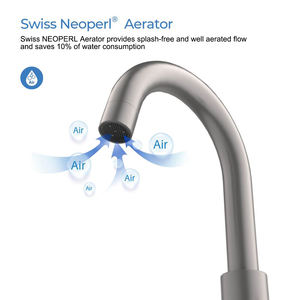 Aquacubic اثنين مقبض عالية قوس نطاق واسع ناعم النيكل الحمام صنبور مع أداة تصريف منبثقة وتوريد خطوط - Product Image 5