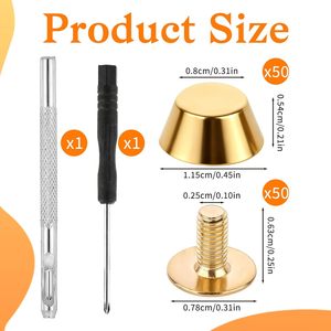 Pieds de sac à main en laiton à tête cloutée, à visser, pour sacs à main plats en cuir, accessoires de maroquinerie, rivets à vis - Product Image 2