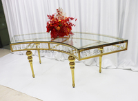 Design moderne table de mariage pour banquet en acier inoxydable en forme de S Table de luxe en acier inoxydable pour la lune Table demi-ronde en acier inoxydable
