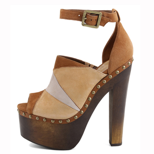 Sandali con Plateau da Donna in Camoscio Multicolore con <span class=keywords><strong>Borchie</strong></span> <span class=keywords><strong>Tacco</strong></span> a Blocco Moda Primavera Estate Scarpe Comode per Spiaggia e Feste Vendita all'Ingrosso - Product Image 5