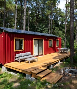 Module de maison préfabriquée de luxe en conteneur maritime, véranda en verre pour jardin, espace de vie naturel avec salle de bain, <span class=keywords><strong>cuisine</strong></span> et énergie solaire - Product Image 2