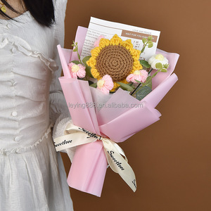 Fiori Lavorati a Maglia, Bouquet Personalizzato Fatto a Mano in Lana, Rose, Girasoli, Margherite <span class=keywords><strong>per</strong></span> Festa della <span class=keywords><strong>Donna</strong></span>, Natale, Festa della Mamma - Product Image 4