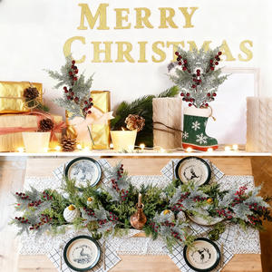 Ramas Decorativas Navideñas con Copos <span class=keywords><strong>de</strong></span> Nieve, Agujas <span class=keywords><strong>de</strong></span> Pino, Bayas Rojas Artificiales, Decoración para el Hogar, <span class=keywords><strong>Ramo</strong></span> <span class=keywords><strong>de</strong></span> Pino, Venta al por Mayor <span class=keywords><strong>de</strong></span> Fábrica - Product Image 3