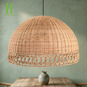 Abat-jour en bambou et rotin moderne, écologique, fait à la main, taille personnalisée, décoration intérieure de haute qualité, fabriqué au Vietnam - Product Image 1