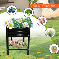 JH-Mech Jardinière surélevée sur roulettes pour herbes végétales Lit de jardin surélevé en métal portable et mobile
