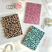 Cubierta de Acrílico A7 con Estampado de Leopardo para Cuaderno de Hojas Sueltas, Cubierta de Acrílico DIY de 6 Agujeros para Cuaderno