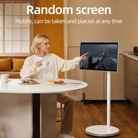 R&E Televisor Inteligente Portátil Giratorio de 24 Pulgadas con Android 13, Pantalla Táctil, Altavoz Inalámbrico Integrado, Modo de Juego 4K Interactivo