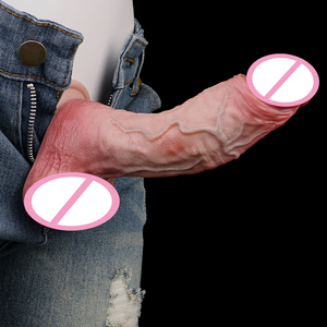 <span class=keywords><strong>Gode</strong></span> à <span class=keywords><strong>double</strong></span> couche en silicone simulé, jouet sexuel pour adultes de grande taille avec des veines surélevées et une ventouse - Product Image 3