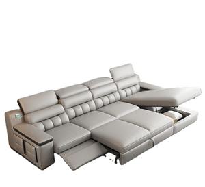 <span class=keywords><strong>Canapé</strong></span> modulaire de salon haut de gamme moderne à trois places avec structure en bois, revêtement en cuir blanc, rangement et caractéristiques écologiques - Product Image 6