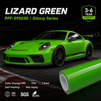 Film de protection de couleur pour véhicule en TPU PPF brillant vert lézard auto-cicatrisant, anti-rayures et anti-jaunissement