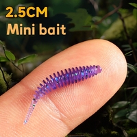 Appâts souples en PVC de 25 mm, 100 pièces, 21 couleurs, micro-vers à queue aiguille pour la pêche en eau douce et salée, pour achigan, truite, brochet