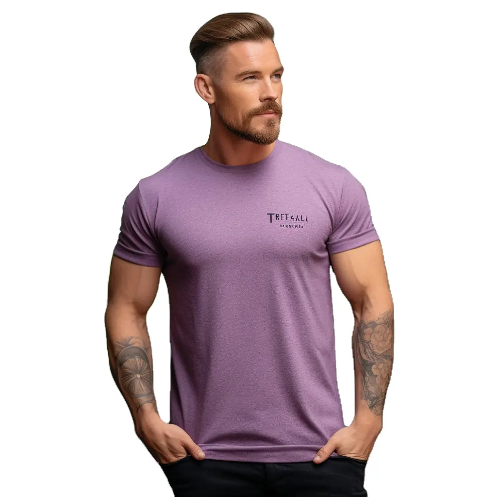 Kunden spezifisches Design 50% Polyester 38% Baumwolle 12% Rayon TCR Stoff Siebdruck T-Shirt für Männer