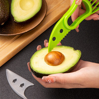 3-In-1 Keukengadget Plastic Fruitsnijgereedschap Met Pp-Handleiding Pp-Avocado-Snijmachine Shredders Pitter Fruit En Groente Gereedschap