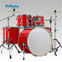 Batterie de percussions en PVC laminé style érable, grand timbal suspendu étendu, batterie de jazz professionnelle à 5 fûts et multi-cymbales pour performance