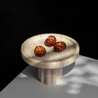 SAIDKOCC Plateau décoratif en marbre naturel pour Table basse Comptoir de cuisine Plateau fourre-tout en travertin pour bougies de parfum Bijoux