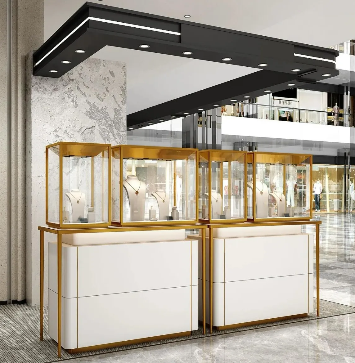 High Quality Gold Display Cabinet And Showcase For Jewelry Shop