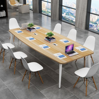Mesa de Reuniones Rectangular Moderna de Madera, Escritorio de Conferencia Estable para Oficina y Espacio de Trabajo Empresarial