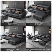 Canapé sectionnel moderne minimaliste en bois massif et tissu pour petits appartements et salons. Luxe, tendance, haut de gamme, technologique