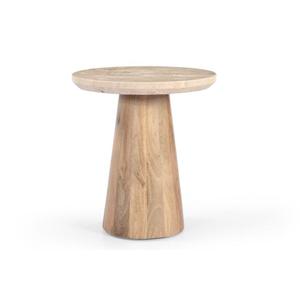 Mesa Auxiliar y Mesita de Noche de Mármol Travertino y Madera de Mango, 100% Hecha a Mano, Diseño Moderno, Muebles de Dormitorio - Product Image 1