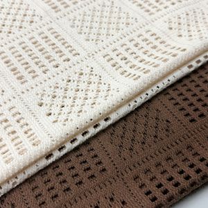 Tissu en <span class=keywords><strong>crochet</strong></span> ajouré à gros carreaux, 70% polyester, 30% coton, personnalisé, pour hauts et pulls - Product Image 2