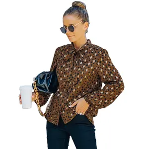 Autumn and winter new design fashion casual long-sleeved blouse chiffon shirt female printed top
