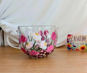 Set <span class=keywords><strong>de</strong></span> regalo empresarial: Taza <span class=keywords><strong>de</strong></span> cristal personalizada con texto pintado a mano, nombre y flor <span class=keywords><strong>de</strong></span> nacimiento, diseño <span class=keywords><strong>de</strong></span> madreselva, regalo <span class=keywords><strong>de</strong></span> cumpleaños moderno <span class=keywords><strong>de</strong></span> doble pared. - Product Image 3
