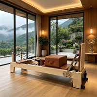 Machine de Pilates Reformer Professionnelle Portable et Réglable en Bois d'Érable – Bienfaits pour la Santé, Idéale pour la Maison et la Salle de Sport – Corps en Bois Massif Durable