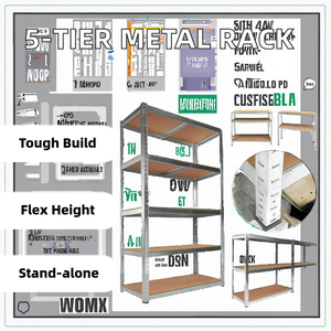 ชั้นวางของเหล็กปรับได้5ชั้นสำหรับโรงรถชั้นวางของโลหะสำหรับจัดเครื่องมือสำหรับคลังสินค้า - Product Image 3