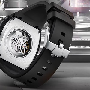 Reloj Mecánico Automático para Hombre, 47MM, Caja de Resina, Correa de Goma, Cristal Mineral, Resistente al Agua 5BAR, Esfera con Manecillas Luminosas - Product Image 4