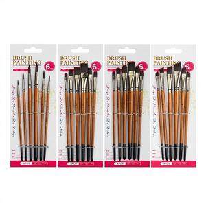 Juego <span class=keywords><strong>de</strong></span> 6 pinceles <span class=keywords><strong>de</strong></span> madera <span class=keywords><strong>de</strong></span> mango corto con pelo <span class=keywords><strong>de</strong></span> nailon rojo vino para <span class=keywords><strong>acuarela</strong></span>, 4 tipos <span class=keywords><strong>de</strong></span> puntas opcionales, suministros <span class=keywords><strong>de</strong></span> arte para pintura al óleo - Product Image 1