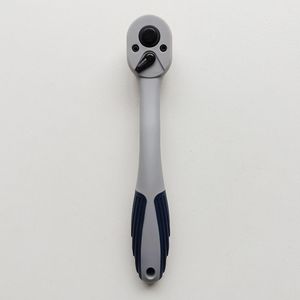 Ratchet Wrench 1/4 Inch Chrome Vanadium Steel 72 Teeth Quick Release Curved Handle Gray Blue Plastic Coated Manual Tool - Product Image 4