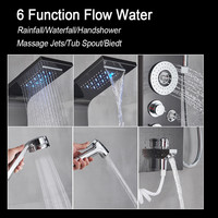 Ensemble de robinets de douche à lumière LED noire salle de bain SPA Massage Jet système de colonne de douche cascade panneau de douche de pluie Bidet pulvérisateur robinet