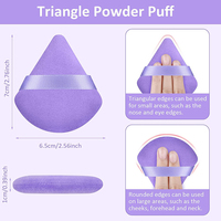Puff de polvo triangular suave y grueso personalizado al por mayor, soplo de maquillaje de algodón para la cara, soplo de terciopelo para dedos, soplo de polvo cosmético de terciopelo