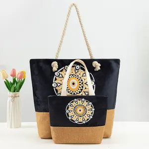 Wholesale Large Capacity Ethnic Style Beach Bag with Evil Eye Graphic - Perfect for woman gift from a good friend