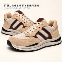 Sepatu Keselamatan Kerja Custom Bernapas dengan Ujung Baja, Kulit Suede dan Bagian Atas Berbahan Mesh, Midsole Anti Tusuk, Model Low Cut