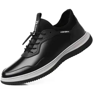 2023 Hot selling Fashion business formal leather shoes Men's casual shoes Pure black walking business shoes