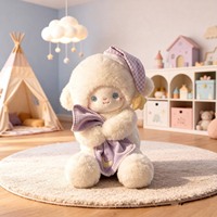 Peluche Mouton Douce et Mignonne en Polyester Brodé avec un Bonnet à Carreaux et une Étoile pour Machine à Griffes, Vente en Gros