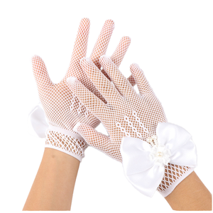Pafu Enfants Décoration <span class=keywords><strong>de</strong></span> fête <span class=keywords><strong>de</strong></span> <span class=keywords><strong>mariage</strong></span> Gants en filet <span class=keywords><strong>de</strong></span> pêche avec nœud papillon et dentelle perlée - Product Image 1