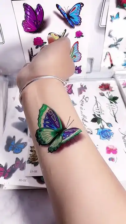 SAVI Temporary Tattoo 3D Butterfly Tattoo Sticker Size 6x6cm  1pc  Black 11 g  Amazonin Beauty
