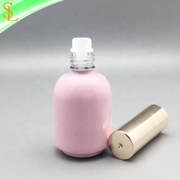 Flacon en verre rose rond fantaisie de 11 ml pour vernis à ongles gel UV, avec bouchon or rose et pinceau plat pour sérigraphie