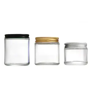 Personalizado Vazio 2oz 4oz 8oz Amber Glass Candle Jars Frasco cosmético 250ml Tampa de alumínio preto (GJM13)