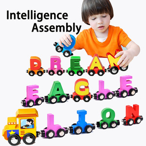 lz Trex Alphabet Train 26 lettres anglaises Puzzle en bois solide interactif parent-enfant Cadeau d'anniversaire - Product Image 3