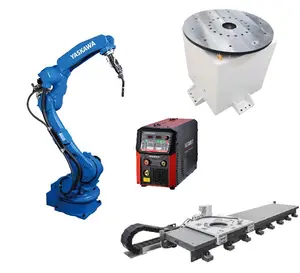 安川AR1730焊接机器人，带CNGBS机器人定位器机器人轨道和MEGMEET焊机，用于焊接自动化